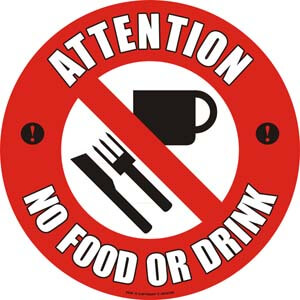 EWM10 Attention No Food or Drink Floor Sign